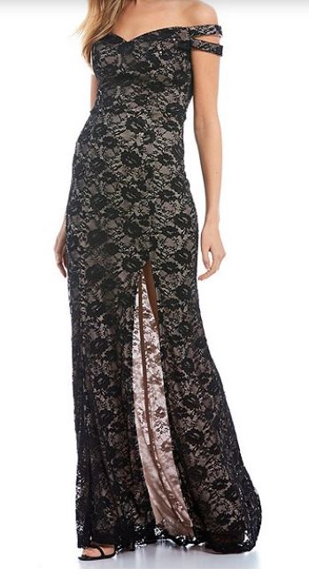 Teeze Me Juniors Off-the-Shoulder Lace Gown