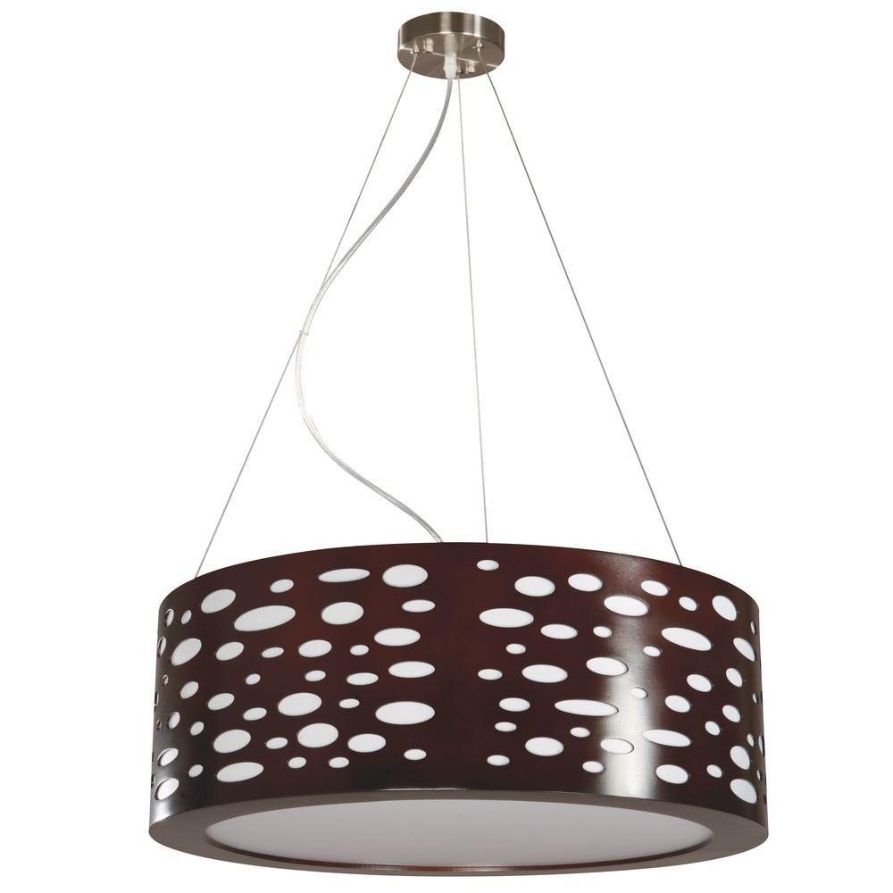 Hampton Bay Mokala 3-Light Mahogany Finish Drum Pendant