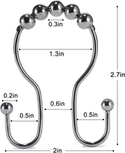 Goowin Shower Curtain Hooks, 12 Pcs Shower Curtain Rings, Stainless Steel Roller