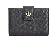 Giani Bernini Woven Genuine Leather Frame Snap Strap Wallet