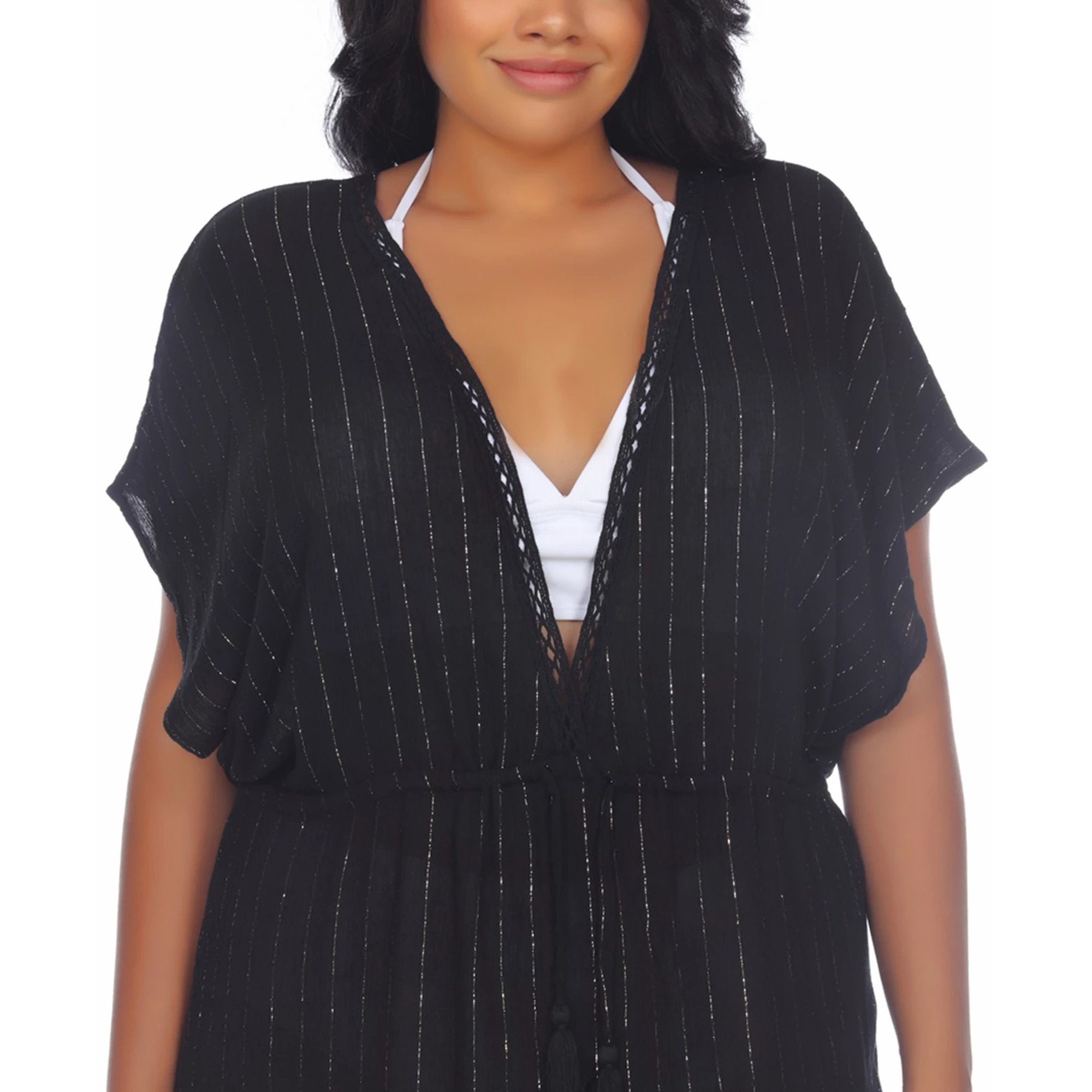 Raviya Plus Size Crochet-Trim Swim Cover-Up