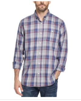 Weatherproof Vintage Mens Button-Down Plaid Shirt, Size Medium