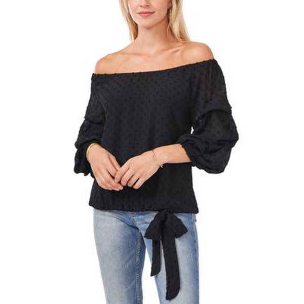 Vince Camuto Clip-Dot Off-the-Shoulder Top, Size Medium