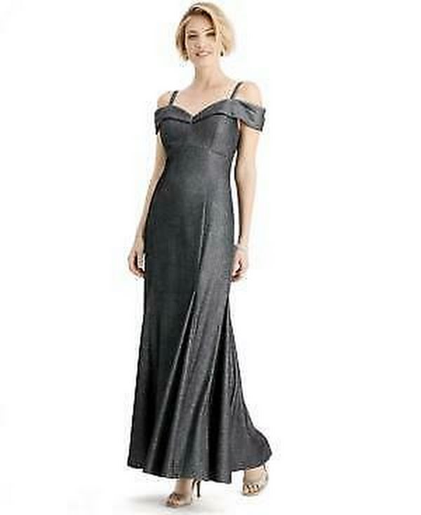 R M Richards Womens Gray Glitter Off Shoulder Fit Flare Formal Dress/S Vanessa Jane R M Richards Womens Gray Glitter Off Shoulder Fit Flare Formal Dress/S Vanessa Jane