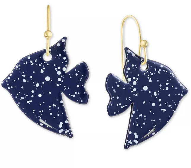 Alfani Gold-Tone Colored Tropical Fish Drop Earrings, Blue