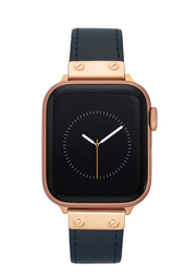 Anne Klein Leather Band for Apple Watch®, Navy