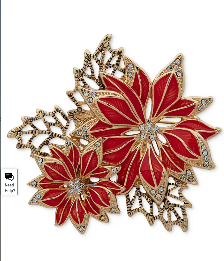 Anne Klein Gold-Tone Pavé Poinsettia Pin