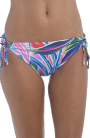 La Blanca Palm Loop Tie Side Hipster Bikini Bottoms, Size 8