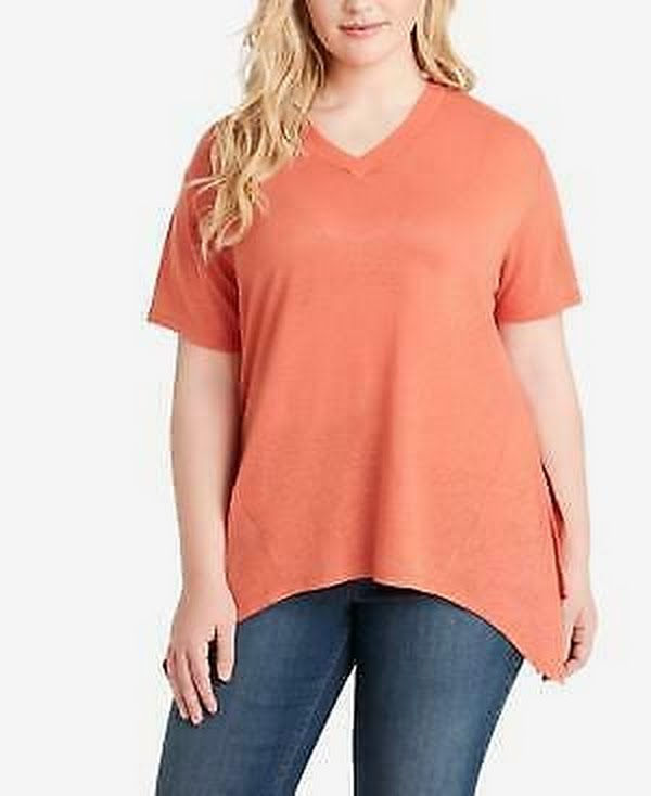 Jessica Simpson Trendy Plus Size Handkerchief-Hem T-Shirt,Size 3X/Ginger