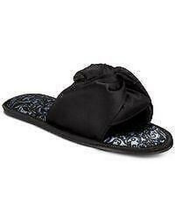 I.n.c. Womens Satin Knotted Slide Slippers,Size XL/Black