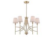 World Imports Millau Collection 5-Light Satin Gold Chandelier with Fabric Shade