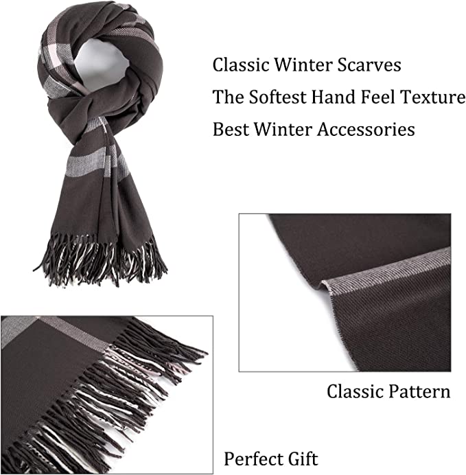 Viamulion Beautiful Winter Scarf Elegant Collection Warm Solid Plaid