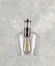 Forte  2679-01-55 9 One Light Cord-Hung Glass Mini Pendant, Brushed Nickel