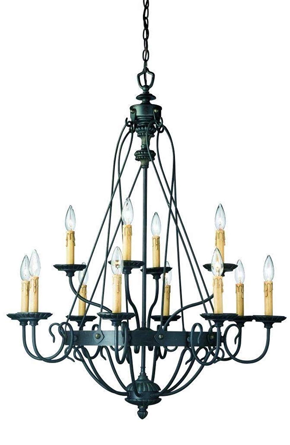 Hampton Bay Glasgow 12-Light Burnt Sienna Hanging Chandelier 12112–029