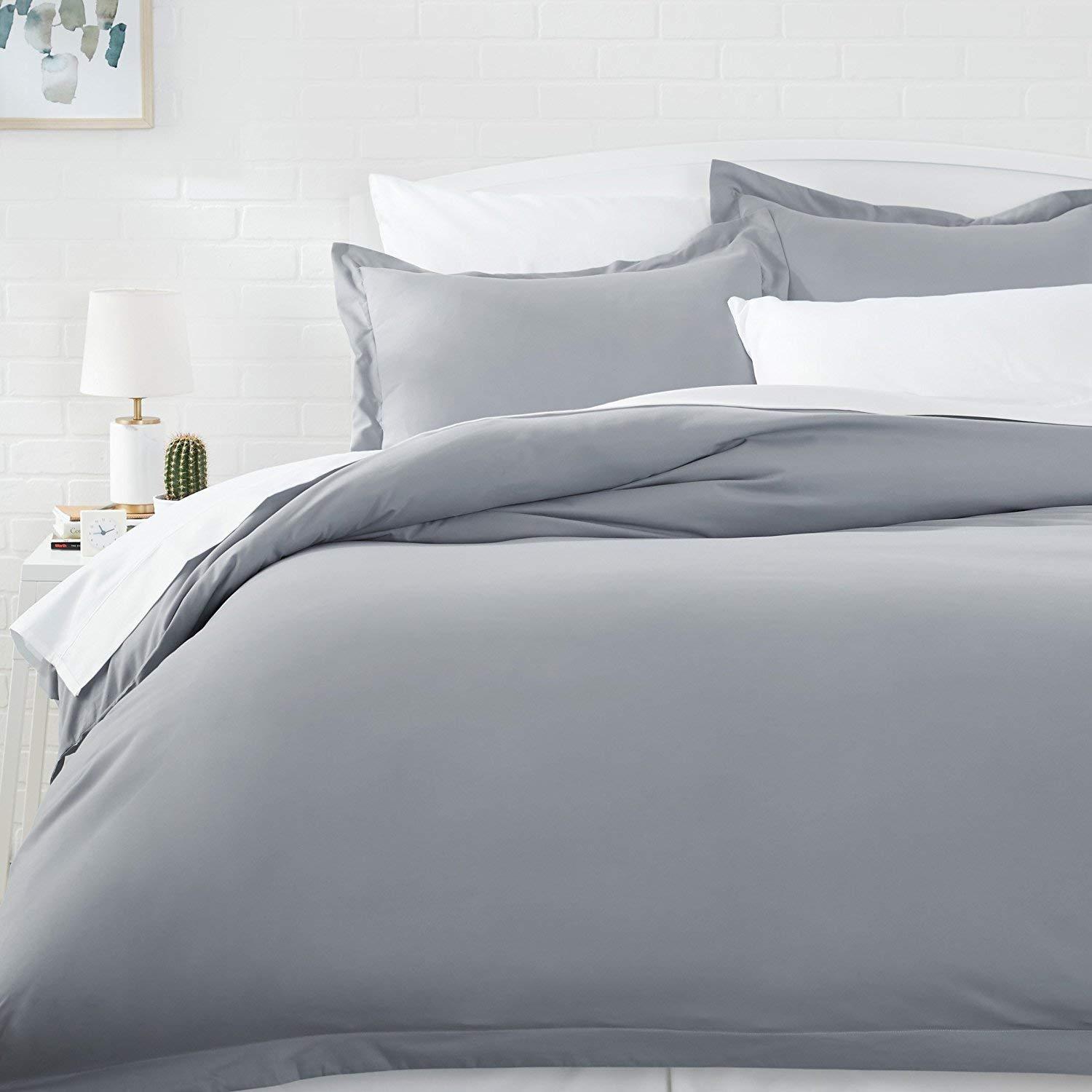 Unbranded Microfiber Duvet Cover Set - Twin/Twin XL, Dark Grey