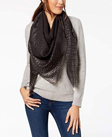 Inc International Concepts Ombre Metallic Foil Oversized Square Scarf Black