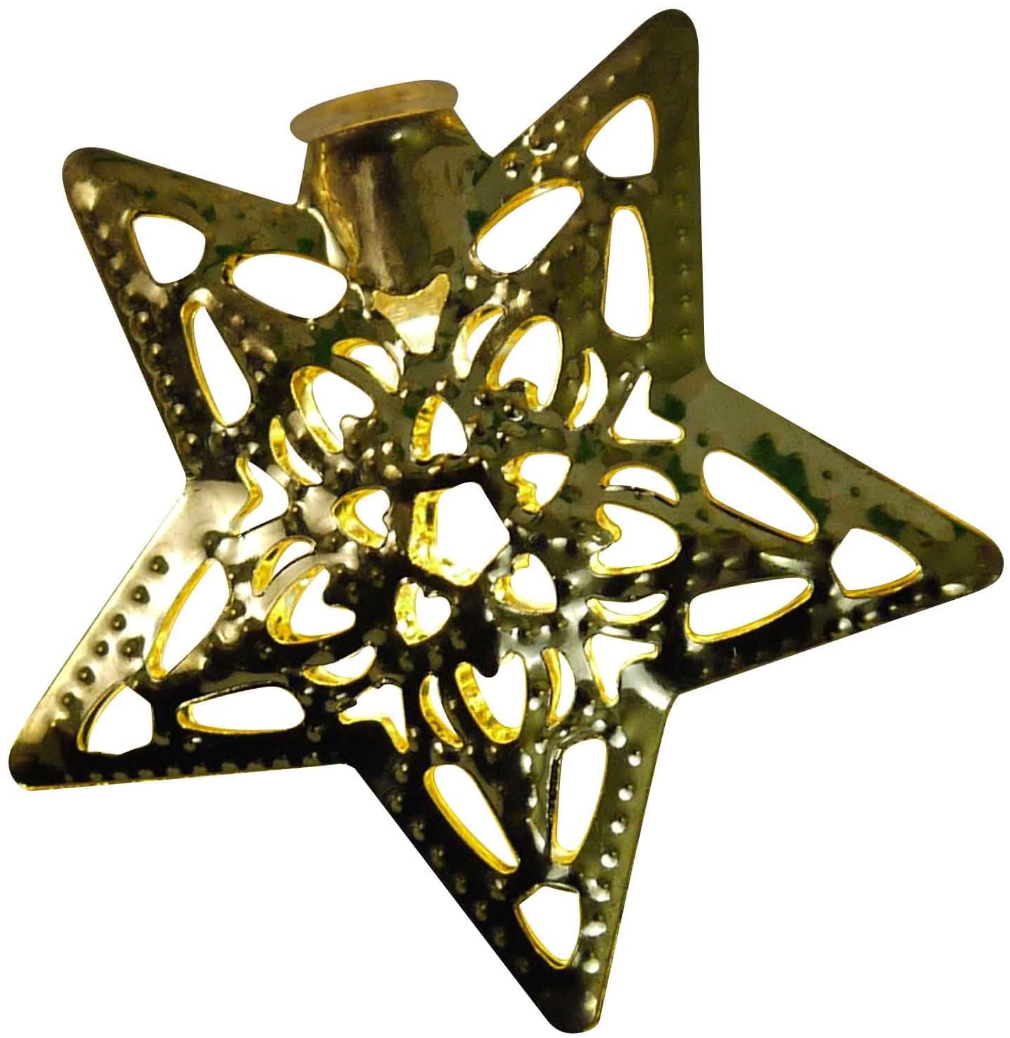 Signature Battery Operated Star Metal Cap LED Light String, Gold