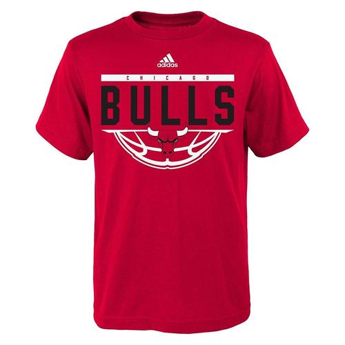 Adidas NBA Youth Chicago Bulls Balled Out Short Sleeve Tee-Red- Size M(10-12)