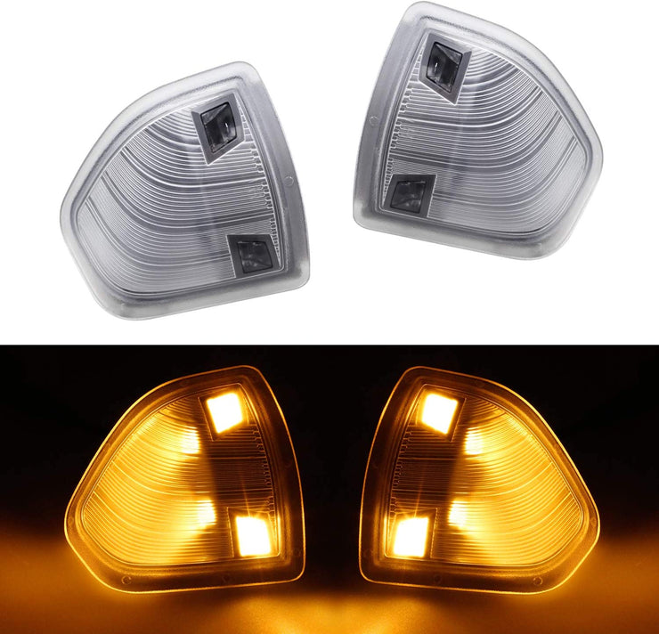 Hercoo Led Side Mirror Turn Signal Light Left and Right Lamps Clear Cover Lens F