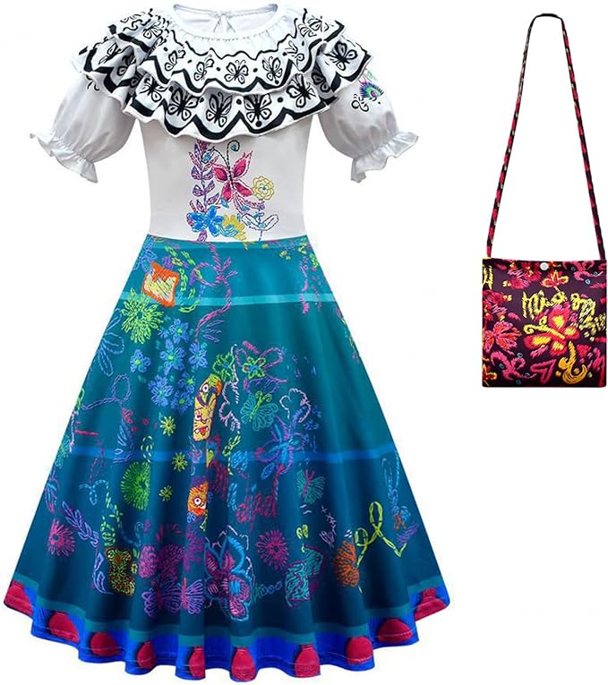 Encanto Madrigal Dress Girls Mirabel Costume w/Bag, Size 6/7