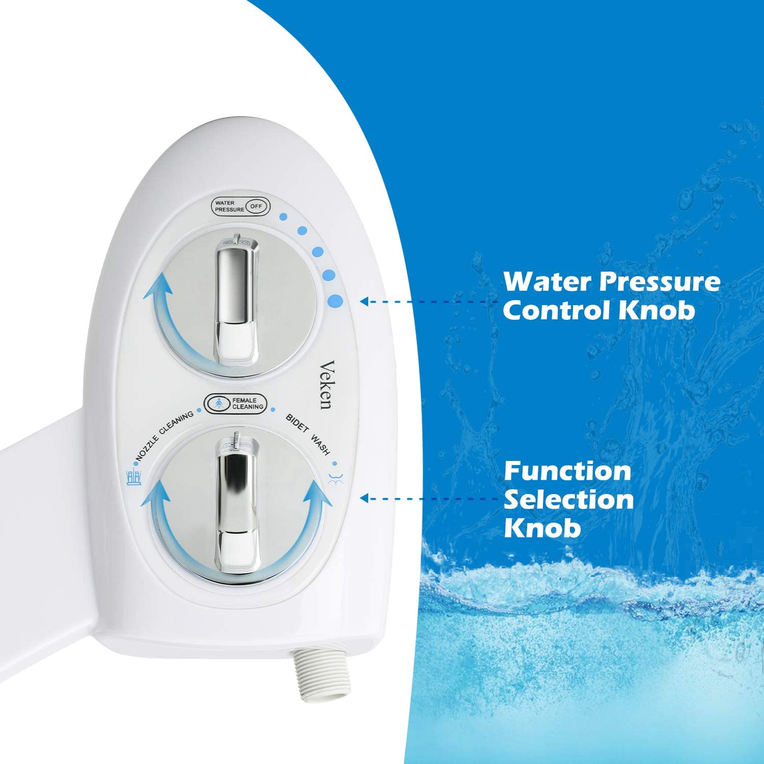 Veken Non-Electric Bidet Self-Cleaning Dual Nozzle (Frontal /Feminine Wash), Fre