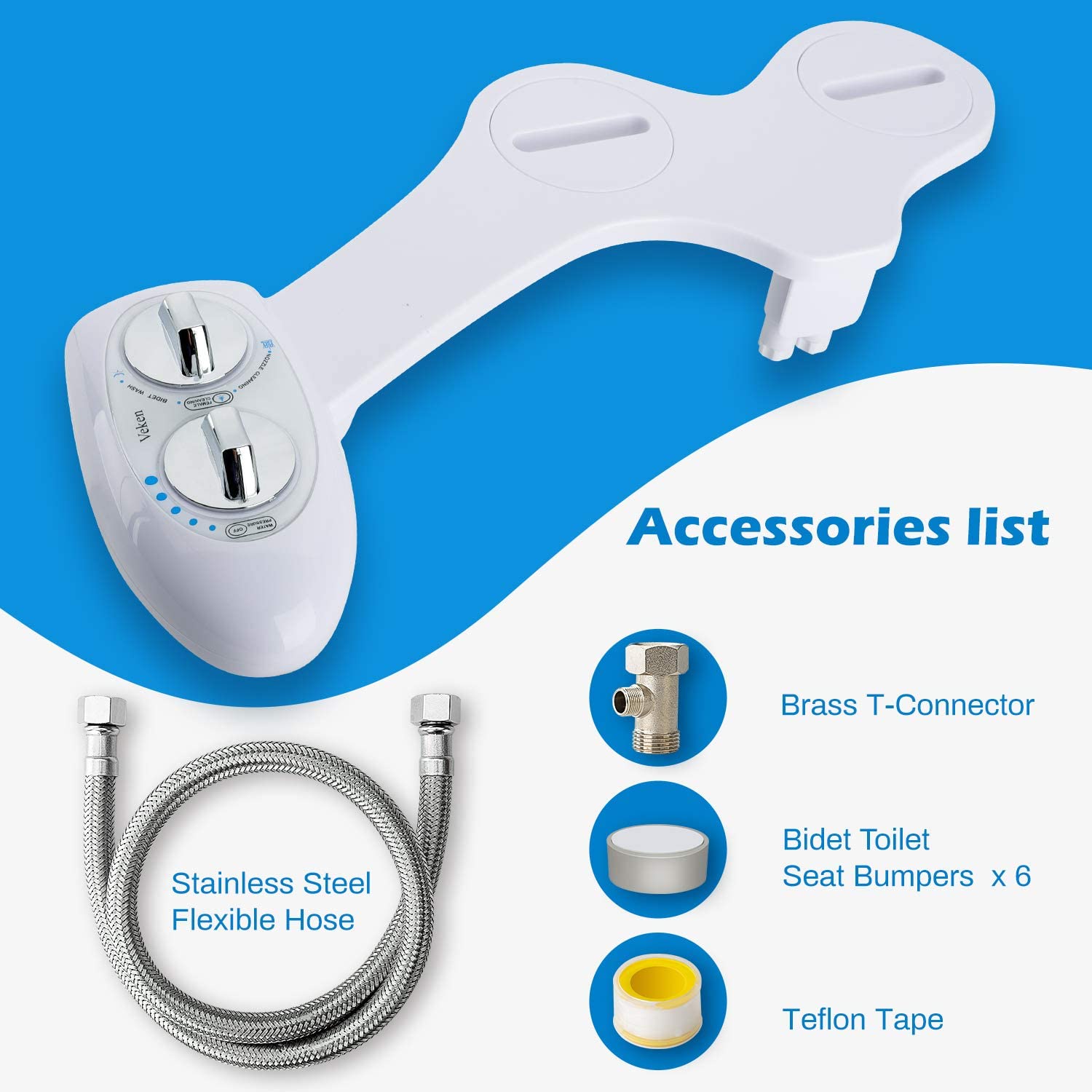 Veken Non-Electric Bidet Self-Cleaning Dual Nozzle (Frontal /Feminine Wash), Fre