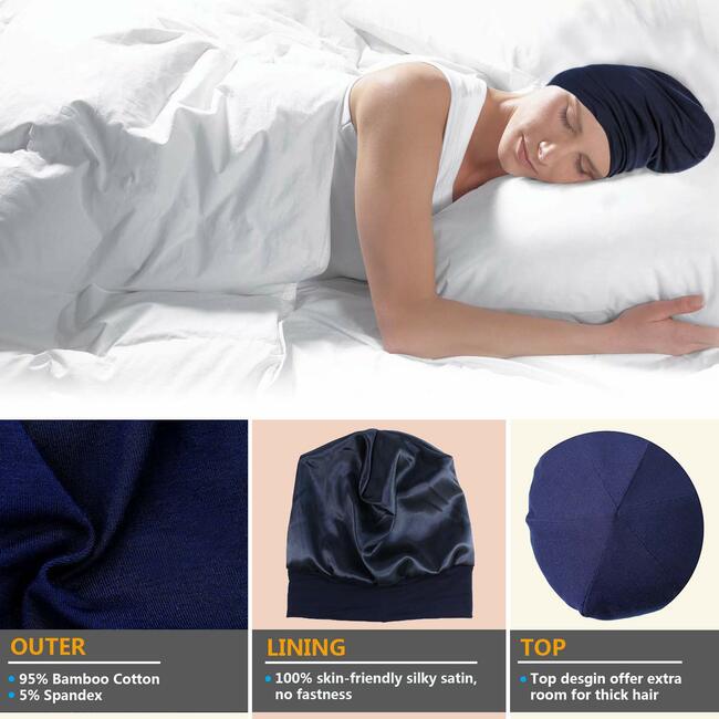 Konpayde Silk Bonnet Sleep Cap-Satin Sleeping Cap for Women and Men