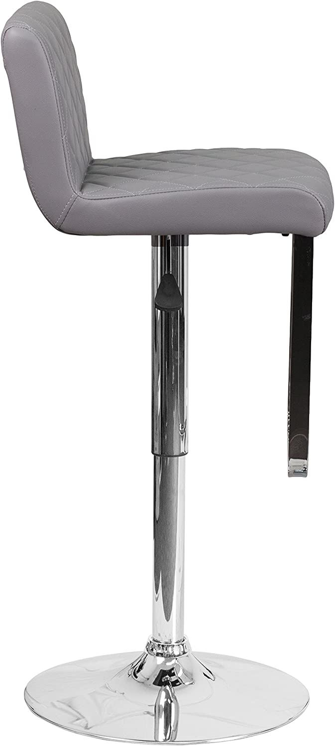 Flash Furniture Set of 2 Contemporary Gray Vinyl Adjustable Height Barstool