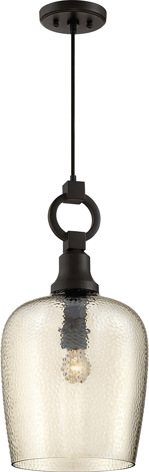 Quoizel CKKD1512WT Kendrick Round Glass Pendant Lighting, Western Bronze