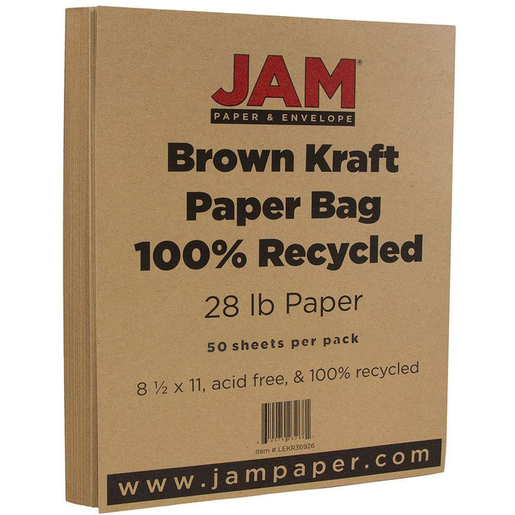 Jam Paper Matte 28lb Paper – 8.5 x 11 Letter – Brown Kraft – 50 Sheets/Pack