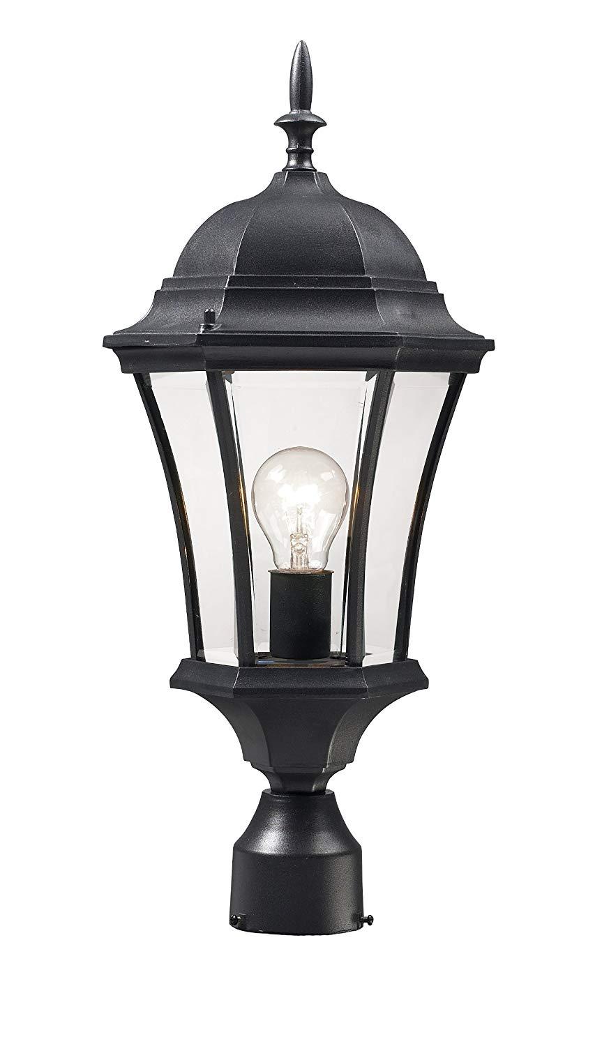 Z-Lite 522PHM-BK Wakefield Outdoor Post Light with Aluminum Frame, Black Finish