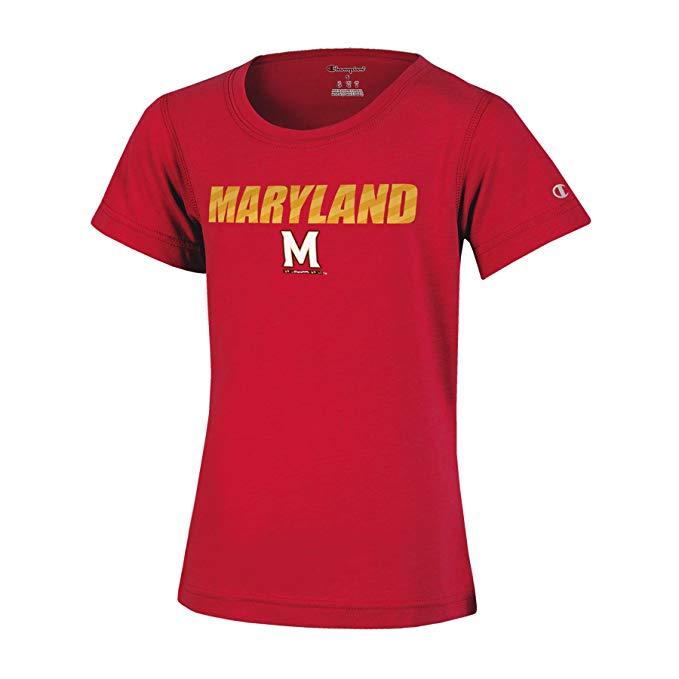 Champion NCAA Maryland Terrapins Girls Short Sleeve Scoop Neck T-Shirt, Large