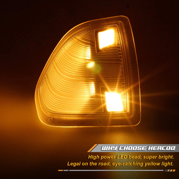 Hercoo Led Side Mirror Turn Signal Light Left and Right Lamps Clear Cover Lens F
