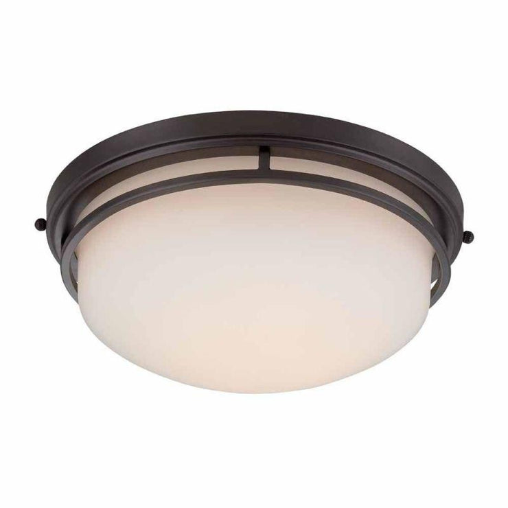 World Imports 13.25 in. Oil Rubbed Bronze LED Flushmount with Frosted Glass