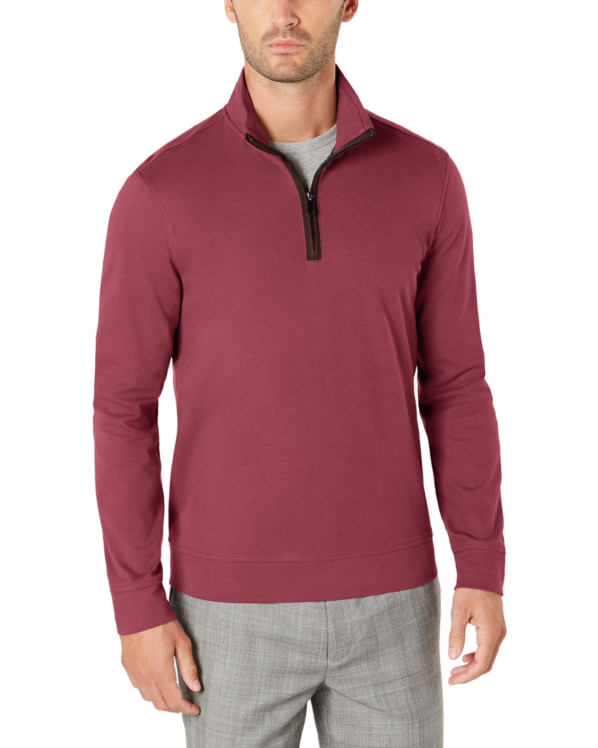 Tasso Elba Mens Piped Quarter-Zip Mock-Neck Sweater, Size Large