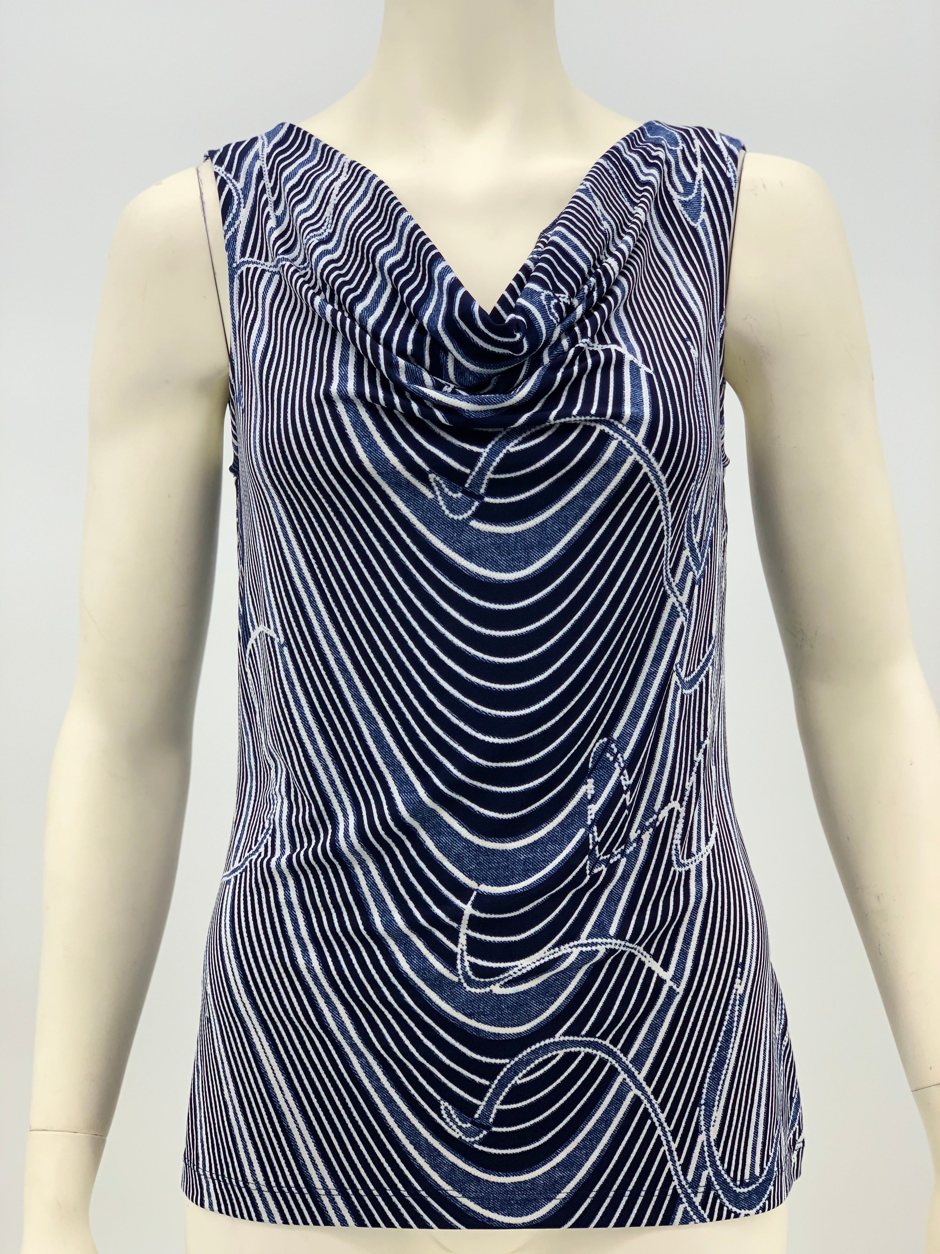 Tahari ASL Printed Cowl-Neck Shell, Size Small