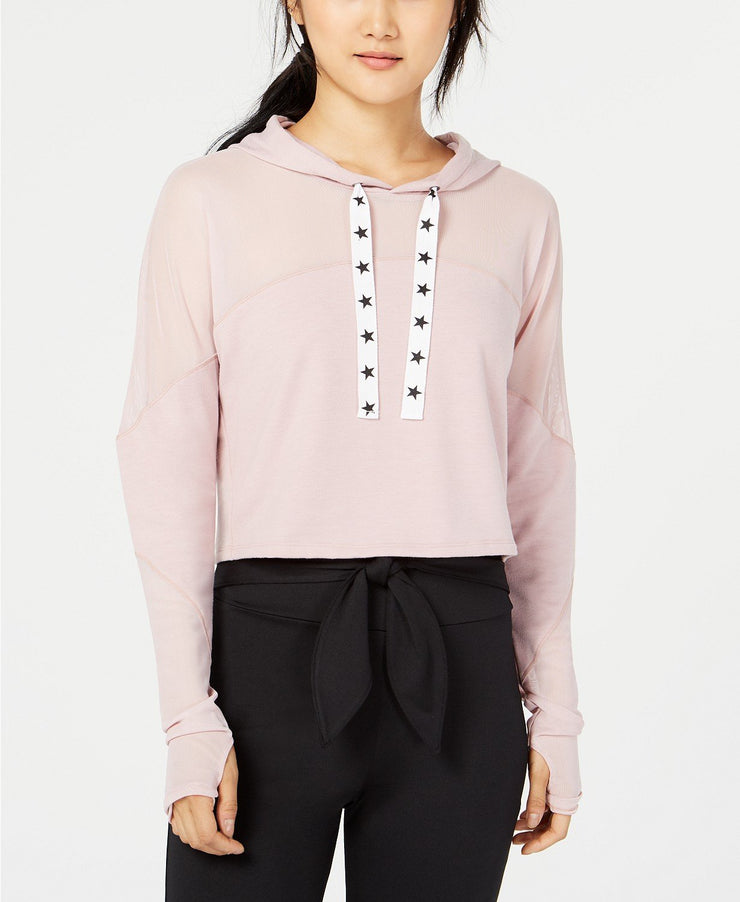 Material Girl Juniors Mesh Cropped Sweatshirt, Size Small