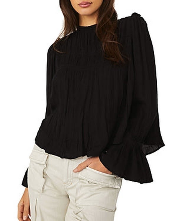 Free People Kelsey Blouse Bell Sleeve Pleated Summer Endless