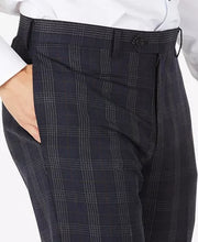 Tallia Mens Slim-Fit Navy Plaid Wool Dress Pants, Size 34X30