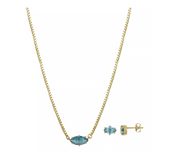 Unwritten 14K Gold Flash-Plated March Birthstone Earring and Necklace Set
