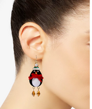 Holiday Lane Gold-Tone Crystal and Imitation Pearl Penguin Drop Earrings