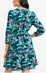 Loft Women’s Palm Henley Flounce Shirtdress, Size Medium