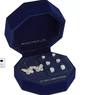 Macys 4-PC. Set Cubic Zirconia Stud and Butterfly Drop Earrings in Silver Plate