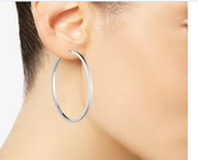 Givenchy Medium Flat-Edge Hoop Earrings, 2 Silver