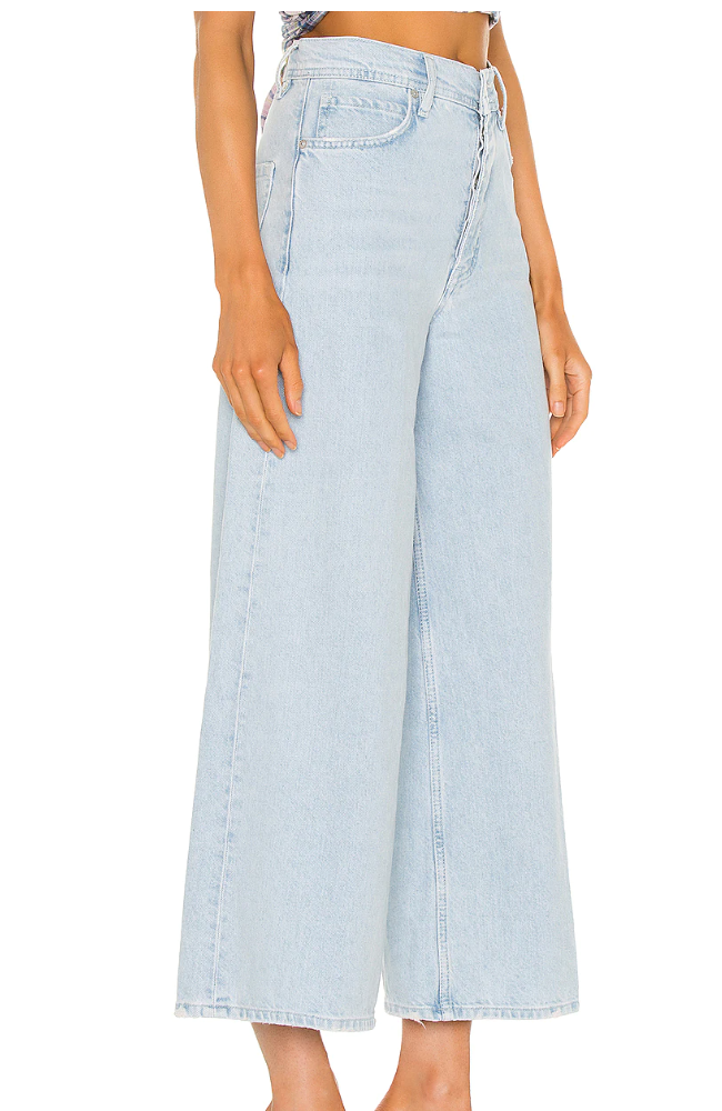 Free People Landry Crop Wide Leg Jeans in Bay Blue