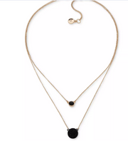 DKNY Two-Tone Pave Disc Layered Pendant Necklace, 18 + 1-1/2 Extender – Black