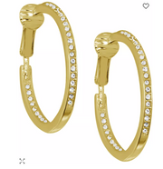 And Now This Cubic Zirconia Medium in and out Clip-On Hoop Earrings in Gold-Plat