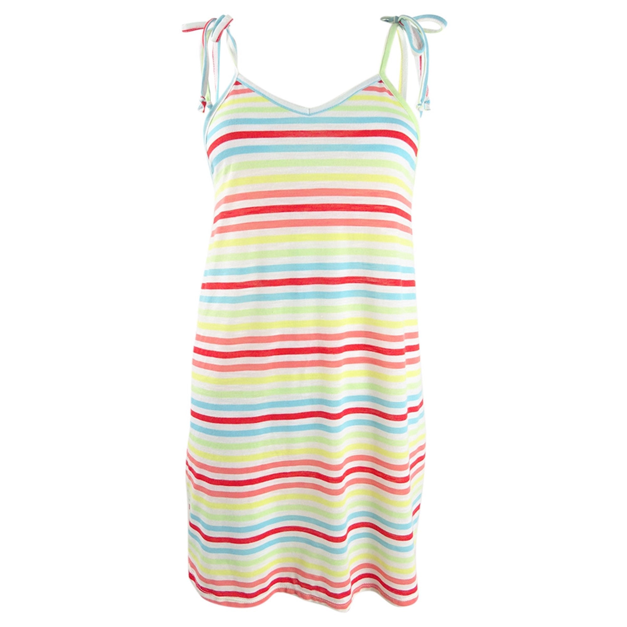 Miken Womens Striped Tie-Shoulder Tank-Dress Swim Cover-Up, Size Medium