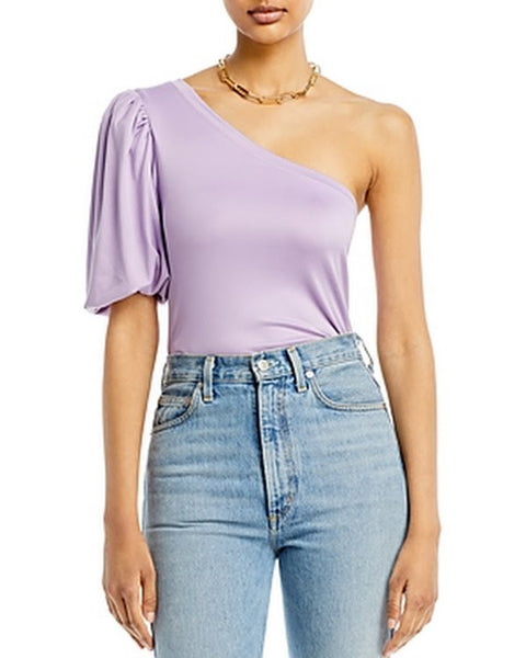 Aqua One Shoulder Puff Sleeve Tee