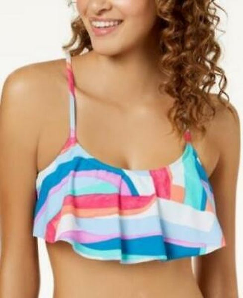 Hula Honey Juniors Flying Flounce Cross-Back Bralette Bikini Top, Size Large